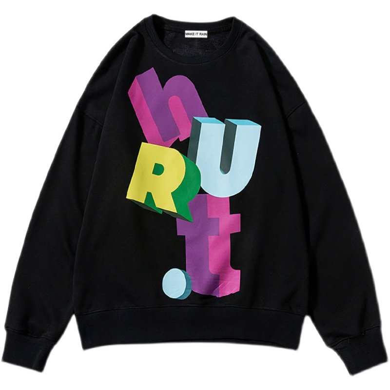画像2: Unisex  three-dimensional color letters print Crew Neck sweatshirt Pullover  ユニセックス 男女兼用立体カラーレタープリントスウェット トレーナー (2)