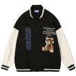 画像2: Big bear emblem BASEBALL JACKET baseball uniform jacket blouson  ユニセックス 男女兼用ビッグベア 熊エンブレム刺繍 スタジアムジャンパー スタジャン MA-1 ボンバー ジャケット ブルゾン (2)