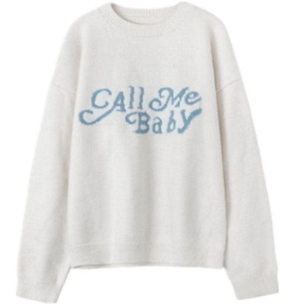 画像1: Women's Call Me Baby Letter Crochet Sweater Pullover　Call Me Baby レター編み込みセーター プルオーバー  (1)