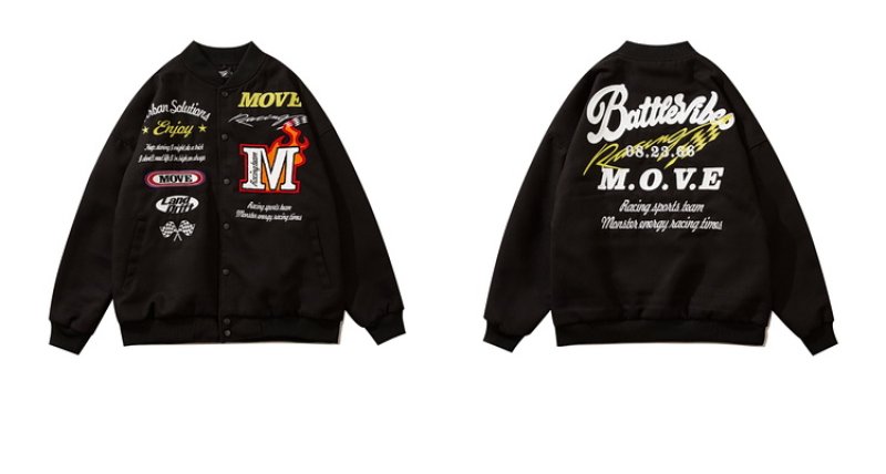 画像3: MOVE emblem BASEBALL JACKET baseball uniform jacket blouson  ユニセックス 男女兼用MOVEレーシングエンブレム刺繍 スタジアムジャンパー スタジャン MA-1 ボンバー ジャケット ブルゾン (3)