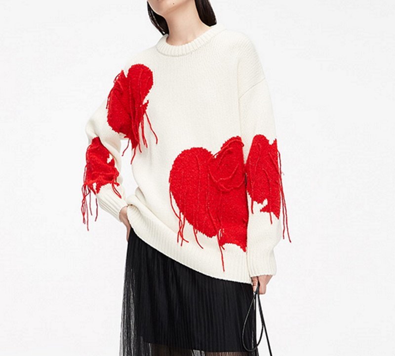画像3: Women's Love tassel sweater Long Sleeve Sweater  Pullover　ラブハートタッセルセーター プルオーバー  (3)