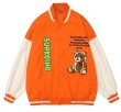 画像1: Big bear emblem BASEBALL JACKET baseball uniform jacket blouson  ユニセックス 男女兼用ビッグベア 熊エンブレム刺繍 スタジアムジャンパー スタジャン MA-1 ボンバー ジャケット ブルゾン (1)