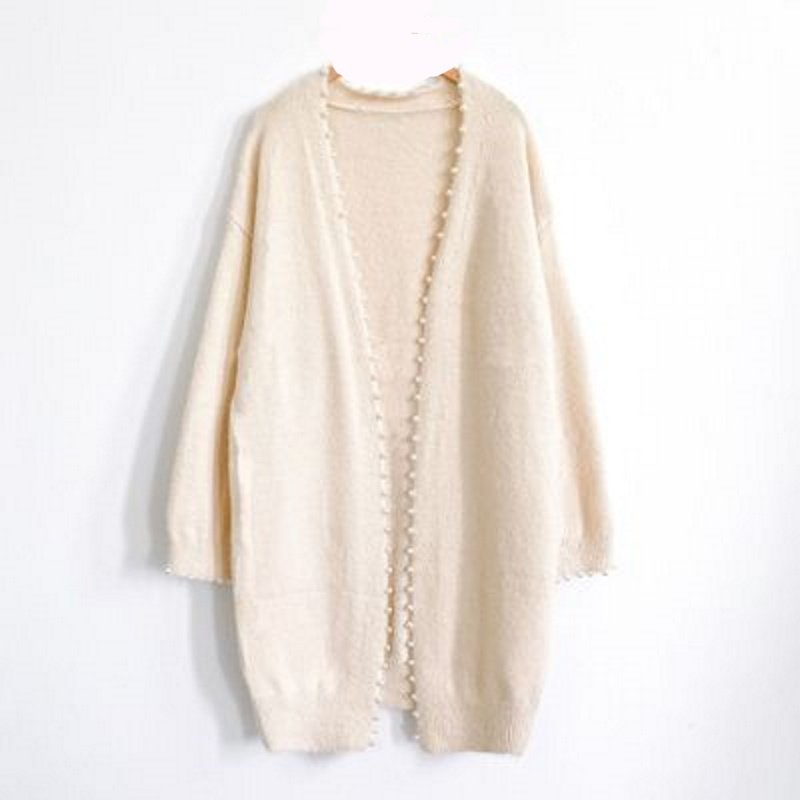 画像6: Women's Middle length cardigan with pearl　パール付きミドル丈カーディガン コート ジャケット (6)