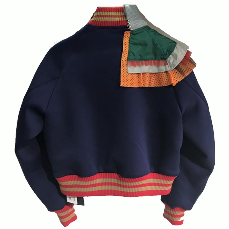 画像3: Irregular slim stitching striped jacket  スリムステッチイレギュラーショートジャケット ドッキング スタジャン (3)