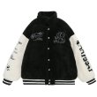 画像1: lovers  alphabet embroidery BASEBALL JACKET baseball uniform jacket blouson  ユニセックス 男女兼用アルファベット刺繍フリース スタジアムジャンパー スタジャン MA-1 ボンバー ジャケット ブルゾン (1)