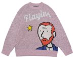 画像3: Unisex fun jacquard round neck sweater Pullover　 ユニセックス 男女兼用プレイングメンセーター (3)