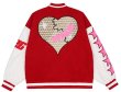 画像1: Broken Heart & Band Aid embroidery BASEBALL JACKET baseball uniform jacket blouson  ユニセックス 男女兼用ブロークンハート＆バンドエイド刺繍スタジアムジャンパー スタジャン MA-1 ボンバー ジャケット ブルゾン (1)