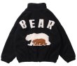 画像1: Oversized back bear embroidered fleece jacket coat blouson   ユニセックス 男女兼用オーバーサイズバックビッグベア熊フリースジジャケット ブルゾン (1)