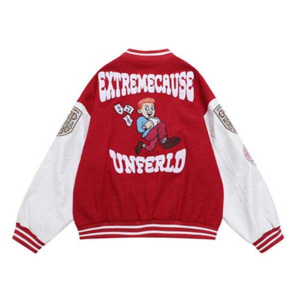 画像1: extremecause embroidery BASEBALL JACKET baseball uniform jacket blouson  ユニセックス 男女兼用extremecause ボーイズ刺繍スタジアムジャンパー スタジャン MA-1 ボンバー ジャケット ブルゾン (1)