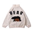 画像2: Oversized back bear embroidered fleece jacket coat blouson   ユニセックス 男女兼用オーバーサイズバックビッグベア熊フリースジジャケット ブルゾン (2)