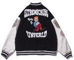 画像2: extremecause embroidery BASEBALL JACKET baseball uniform jacket blouson  ユニセックス 男女兼用extremecause ボーイズ刺繍スタジアムジャンパー スタジャン MA-1 ボンバー ジャケット ブルゾン (2)