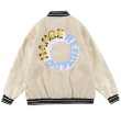 画像3: Circle smile embroidery BASEBALL JACKET baseball uniform jacket blouson  ユニセックス 男女兼用サークルスマイル ニコちゃん刺繍スタジアムジャンパー スタジャン MA-1 ボンバー ジャケット ブルゾン (3)