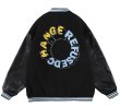 画像2: Circle smile embroidery BASEBALL JACKET baseball uniform jacket blouson  ユニセックス 男女兼用サークルスマイル ニコちゃん刺繍スタジアムジャンパー スタジャン MA-1 ボンバー ジャケット ブルゾン (2)