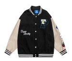 画像4: Smile flower P embroidery BASEBALL JACKET baseball uniform jacket blouson  ユニセックス 男女兼用スマイルフラワーP刺繍スタジアムジャンパー スタジャン MA-1 ボンバー ジャケット ブルゾン (4)