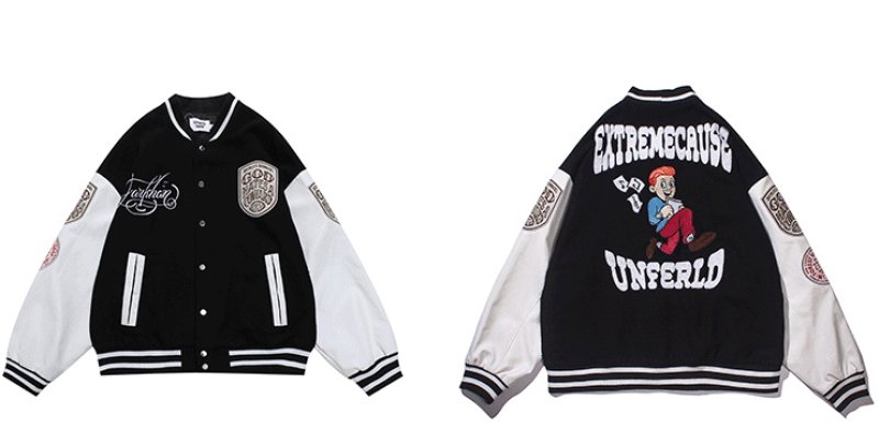 画像7: extremecause embroidery BASEBALL JACKET baseball uniform jacket blouson  ユニセックス 男女兼用extremecause ボーイズ刺繍スタジアムジャンパー スタジャン MA-1 ボンバー ジャケット ブルゾン (7)