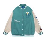 画像5: Smile flower P embroidery BASEBALL JACKET baseball uniform jacket blouson  ユニセックス 男女兼用スマイルフラワーP刺繍スタジアムジャンパー スタジャン MA-1 ボンバー ジャケット ブルゾン (5)