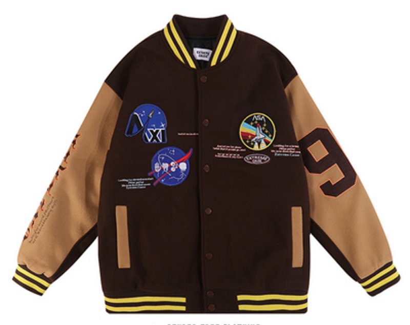 画像10: NASA emblem BASEBALL JACKET baseball uniform jacket blouson  ユニセックス 男女兼用NASAナサハッピーラッキースタジアムジャンパー スタジャン MA-1 ボンバー ジャケット ブルゾン (10)