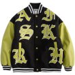 画像1: Big alphabet logo embroidery BASEBALL JACKET baseball uniform jacket blouson  ユニセックス 男女兼用ビッグアルファベット刺繍スタジアムジャンパー スタジャン MA-1 ボンバー ジャケット ブルゾン (1)