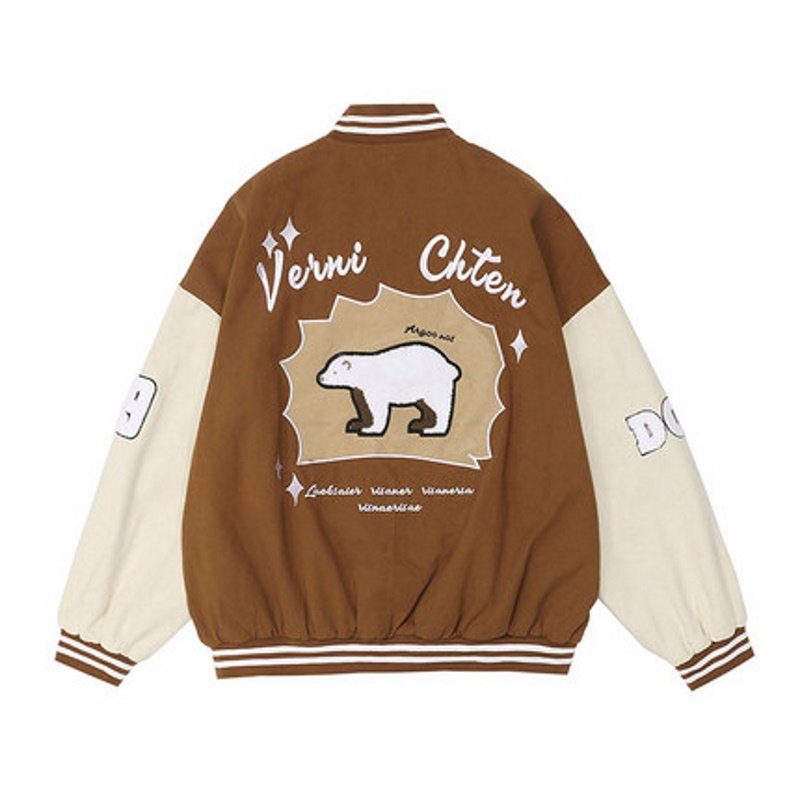 画像8: polar bear emblem BASEBALL JACKET baseball uniform jacket blouson  ユニセックス 男女兼用シロクマベアスタジアムジャンパー スタジャン MA-1 ボンバー ジャケット ブルゾン (8)