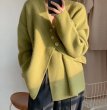 画像6: Women's V-neck oblique buckle loose wild and thin knitted sweater coat　Vネック斜めバックルルーズニットセーターカーディガン コート ジャケット (6)