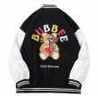 画像1: Good bear & bad bear print BASEBALL JACKET baseball uniform jacket blouson  ユニセックス 男女兼用グッドベア＆バッドベアプリントスタジアムジャンパー スタジャン MA-1 ボンバー ジャケット ブルゾン (1)