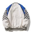 画像2: checkerboard stitching BASEBALL JACKET baseball uniform jacket blouson  ユニセックス 男女兼用レザーチェッカーボードステッチスタジアムジャンパー スタジャン MA-1 ボンバー ジャケット ブルゾン (2)
