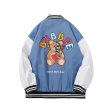 画像2: Good bear & bad bear print BASEBALL JACKET baseball uniform jacket blouson  ユニセックス 男女兼用グッドベア＆バッドベアプリントスタジアムジャンパー スタジャン MA-1 ボンバー ジャケット ブルゾン (2)