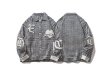 画像3: plaid design lapel  jacket blouson  ユニセックス 男女兼用レター刺繡チェック柄デザインラペルジャケットボンバー ジャケット ブルゾン (3)