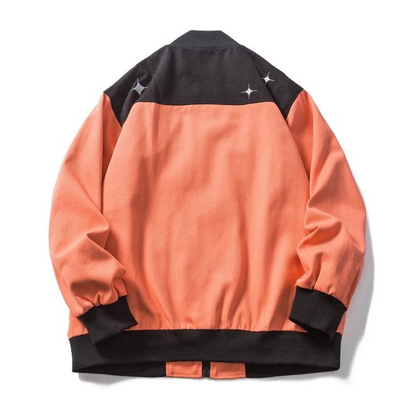 画像2: Flame & Comic Emblem BASEBALL JACKET baseball uniform jacket blouson  ユニセックス 男女兼用ファイヤー&コミックエンブレムスタジアムジャンパー スタジャン MA-1 ボンバー ジャケット ブルゾン (2)