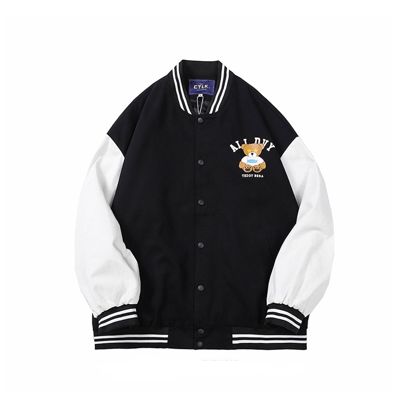 画像3: Good bear & bad bear print BASEBALL JACKET baseball uniform jacket blouson  ユニセックス 男女兼用グッドベア&バッドベアプリントスタジアムジャンパー スタジャン MA-1 ボンバー ジャケット ブルゾン (3)