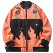 画像1: Flame & Comic Emblem BASEBALL JACKET baseball uniform jacket blouson  ユニセックス 男女兼用ファイヤー＆コミックエンブレムスタジアムジャンパー スタジャン MA-1 ボンバー ジャケット ブルゾン (1)