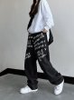 画像4: Unisex loose straight legAlphabet logo print denim pants trousers 　男女兼用ユニセックス アルファベットロゴプリントカジュアルパンツ ジーンズ (4)