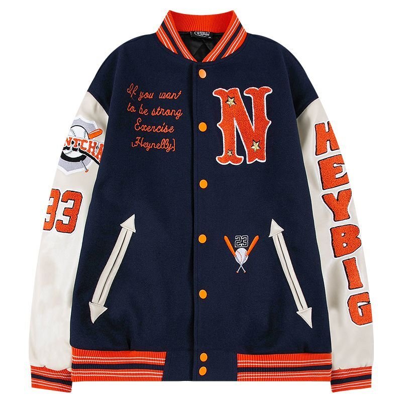 画像1: Little Nili American embroidery BASEBALL JACKET baseball uniform jacket blouson  ユニセックス 男女兼用HEY BIGスタジアムジャンパー スタジャン MA-1 ボンバー ジャケット ブルゾン (1)