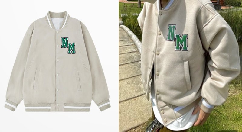 画像3: momamual embroidery BASEBALL JACKET baseball uniform jacket blouson  ユニセックス 男女兼用NMロゴスタジアムジャンパー スタジャン MA-1 ボンバー ジャケット ブルゾン (3)