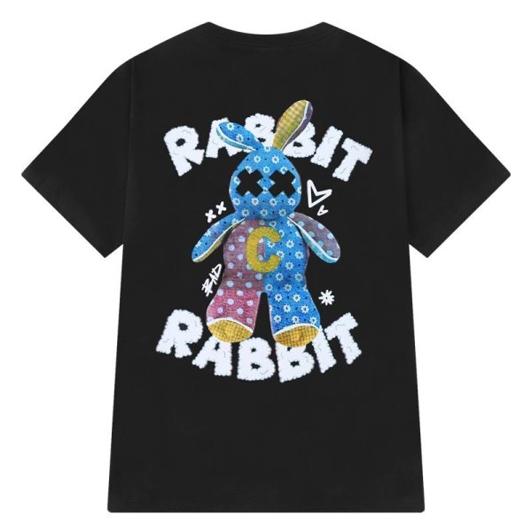 画像1: Good Rabbit Print Short Sleeve T-shirt　ユニセックス 男女兼用グッドラビットプリント半袖Tシャツ (1)
