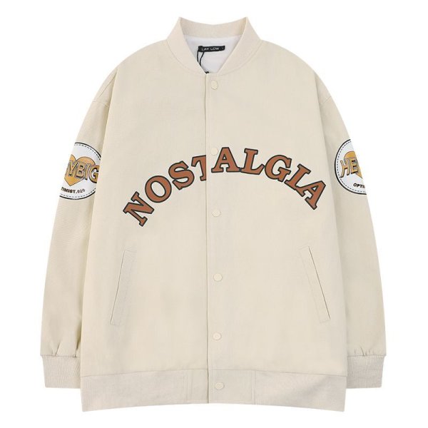 画像1: NOSTALGIA logo BASEBALL JACKET baseball uniform jacket blouson  ユニセックス 男女兼用NOSTALGIAコットンスタジアムジャンパー スタジャン MA-1 ボンバー ジャケット ブルゾン (1)