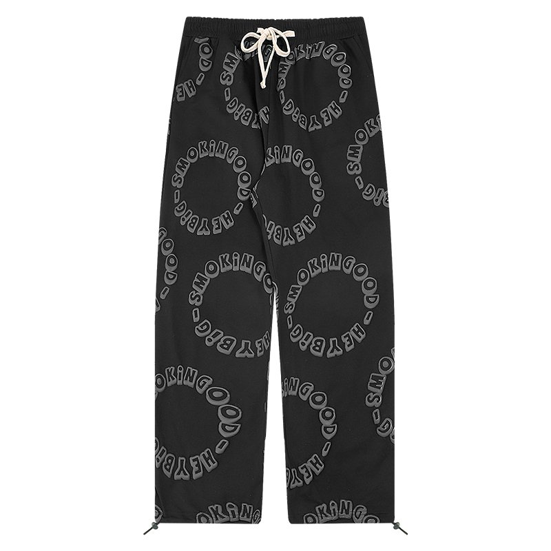 画像1: Unisex Circle logo denim pants print denim pants trousers 　男女兼用ユニセックス サークルロゴプリントカジュアルパンツ ジーンズ (1)
