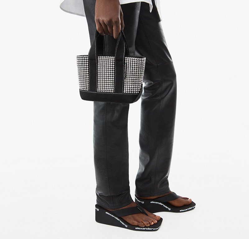 画像2: hinestone canvas diamond Tote Bag  ラインストーンキャンバスミニトートバッグ  (2)