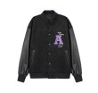 画像2: Dice & Purple A Logo mbroidery BASEBALL JACKET baseball uniform jacket blouson  ユニセックス 男女兼用 サイコロ＆パープルAロゴ刺繍スタジアムジャンパー スタジャン MA-1 ボンバー ジャケット ブルゾン (2)