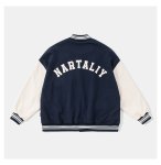 画像6: Loose Colorblock Letter Embroideryembroidery BASEBALL JACKET baseball uniform jacket blouson  ユニセックス 男女兼用Hマークカラーブロックレター刺繡スタジアムジャンパー スタジャン MA-1 ボンバー ジャケット ブルゾン (6)