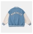 画像4: Loose Colorblock Letter Embroideryembroidery BASEBALL JACKET baseball uniform jacket blouson  ユニセックス 男女兼用Hマークカラーブロックレター刺繡スタジアムジャンパー スタジャン MA-1 ボンバー ジャケット ブルゾン (4)