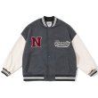 画像2: Loose Colorblock Letter Embroideryembroidery BASEBALL JACKET baseball uniform jacket blouson  ユニセックス 男女兼用Hマークカラーブロックレター刺繡スタジアムジャンパー スタジャン MA-1 ボンバー ジャケット ブルゾン (2)