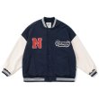 画像3: Loose Colorblock Letter Embroideryembroidery BASEBALL JACKET baseball uniform jacket blouson  ユニセックス 男女兼用Hマークカラーブロックレター刺繡スタジアムジャンパー スタジャン MA-1 ボンバー ジャケット ブルゾン (3)