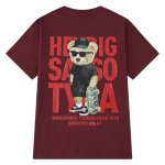 画像1: HEY BIG skateboard bear print Short Sleeve T-shirt　ユニセックス 男女兼用HEY BIGスケートボードベアプリント半袖Tシャツ (1)