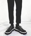 画像4: Men's leather  Lace up  British thick-soled all-match loafers   レザーレースアップ厚底 ローファー スニーカー (4)