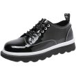 画像1: Men's leather  Lace up  British thick-soled all-match loafers   レザーレースアップ厚底 ローファー スニーカー (1)