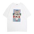 画像1: Tom and Jerry fall apart Tshirts 　男女兼用 トムとジェリーパズル プリント 半袖 Tシャツ (1)