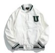 画像4: Loose Double cross Letter Embroideryembroidery BASEBALL JACKET baseball uniform jacket blouson  ユニセックス 男女兼用ダブルクロス バツレター刺繡スタジアムジャンパー スタジャン MA-1 ボンバー ジャケット ブルゾン (4)