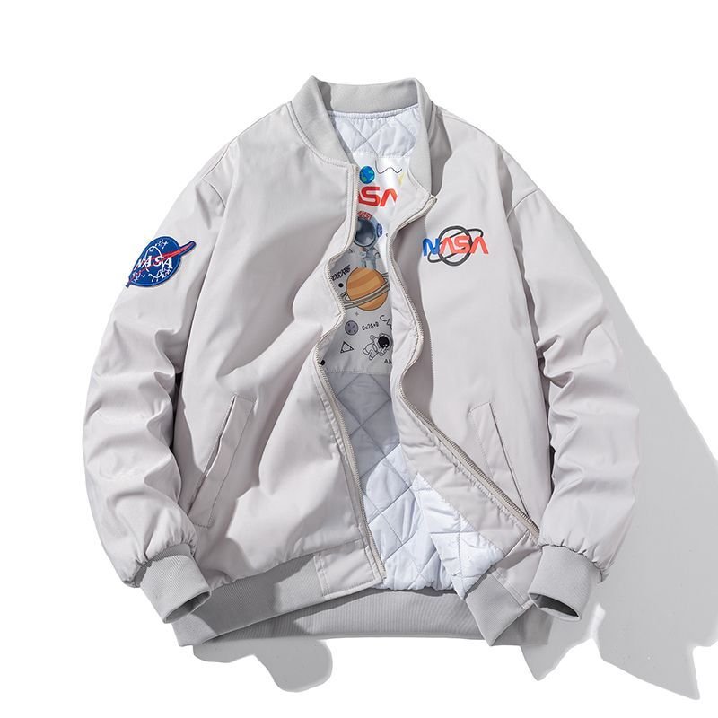 画像4: NASA astronaut jacketair force pilot jacket BASEBALL JACKET baseball uniform jacket blouson  ユニセックス 男女兼用NASA宇宙飛行士パイロットジャケットスタジアムジャンパー スタジャン MA-1 ボンバー ジャケット ブルゾン (4)