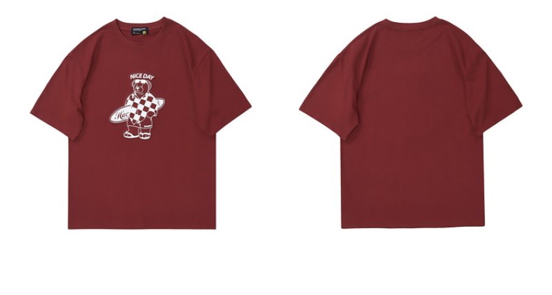 画像5: Damier Surfing Bear Print Tshirts  男女兼用  ダミエサーファーベア熊プリント 半袖 Tシャツ (5)